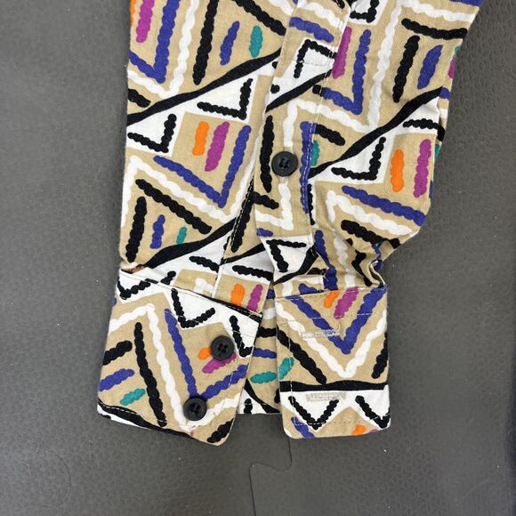 Vintage Lone Roo by Roper Western Shirt Long Sleeve Geometric Print FS Charity - Picture 6 of 12